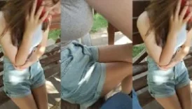 Parkta Türk Sevgililer Kızın Memelerini Açıp Gösteriyor